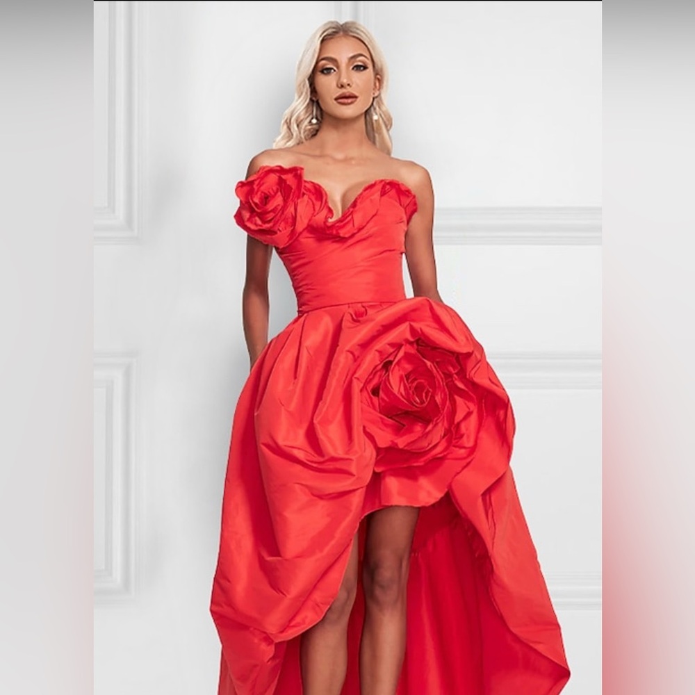 Elegant Red Off-Shoulder Maxi Dress